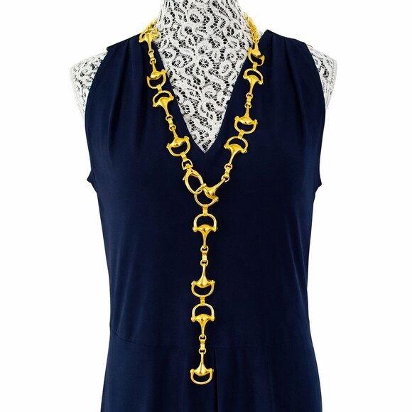 Vintage 1980 Equestrian Horsebit Chain Adjustable Statement Necklace / Belt main image 7